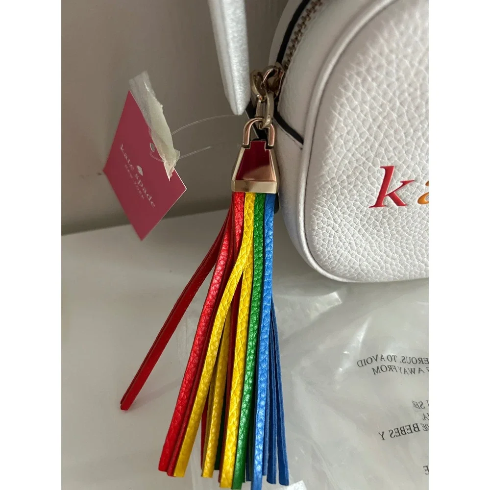 Kate Spade Kourtney‎ Spectrum Logo Camera Bag White Rainbow WKRU6941 Crossbody